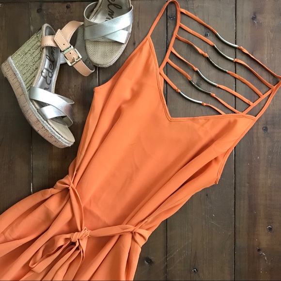 Naked Zebra Dresses & Skirts - Naked Zebra Orange Dress with Gold Bead Detail